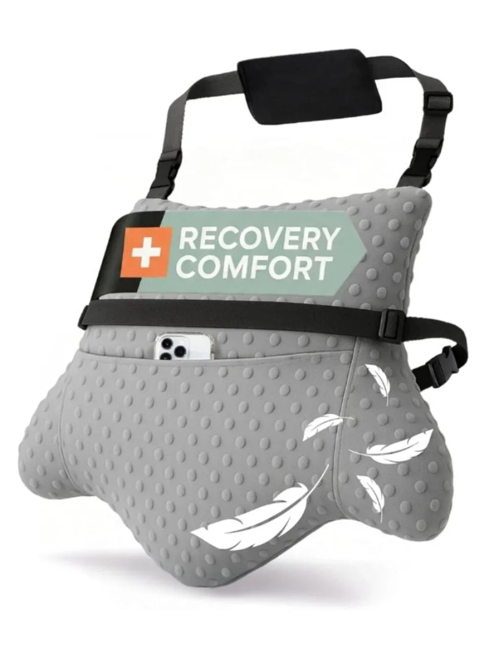 Abdominal Surgery Recovery Support Pillow with Pockets & Straps